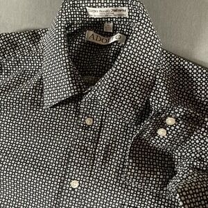 Mens Adolfo Button Up Shirt Long‎ Sleeve Formal Size Medium Black